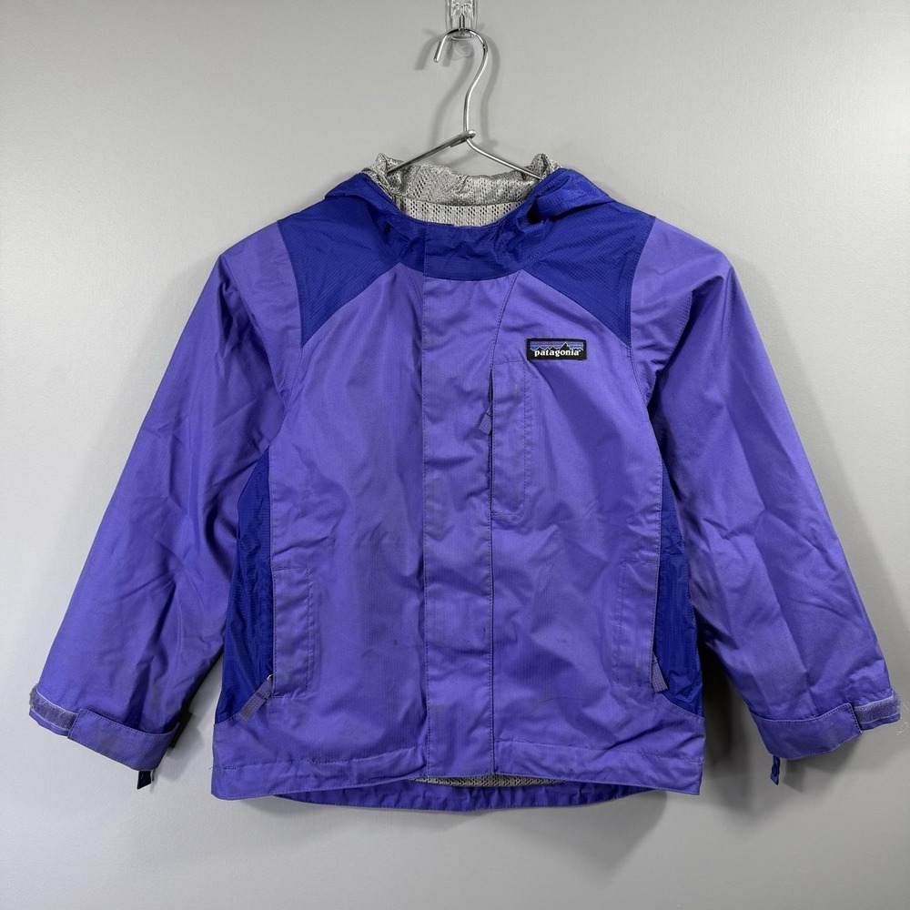 Patagonia Rain Jacket Girls XS 5-6 Purple Hooded H2No Waterproof Full Zip Coat